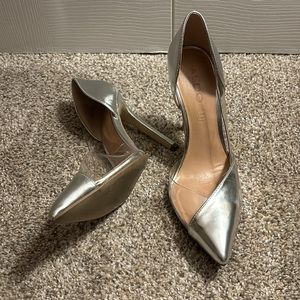 ALDO Clear and Silver Pointy Pumps Heels Size 37.5 7.5M
